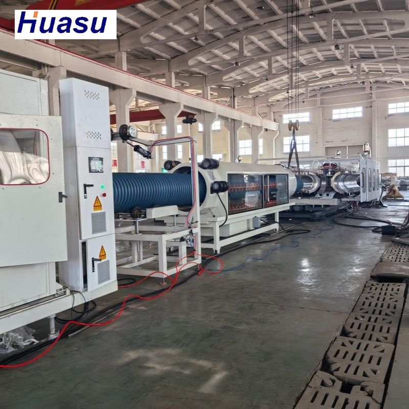 32-1600 mm Diameter Dubbelwand Gekrompen Pipe Extrusie Lijn met Socket Online en 520kW geïnstalleerd vermogen
