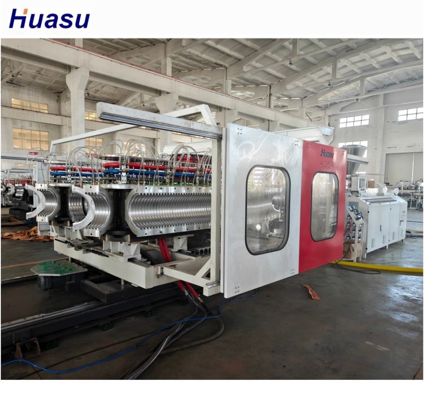 Konieke tweeschroefextruder PVC dubbelwand gegooid buis extrusie machine voor plastic buizen pijpmachine