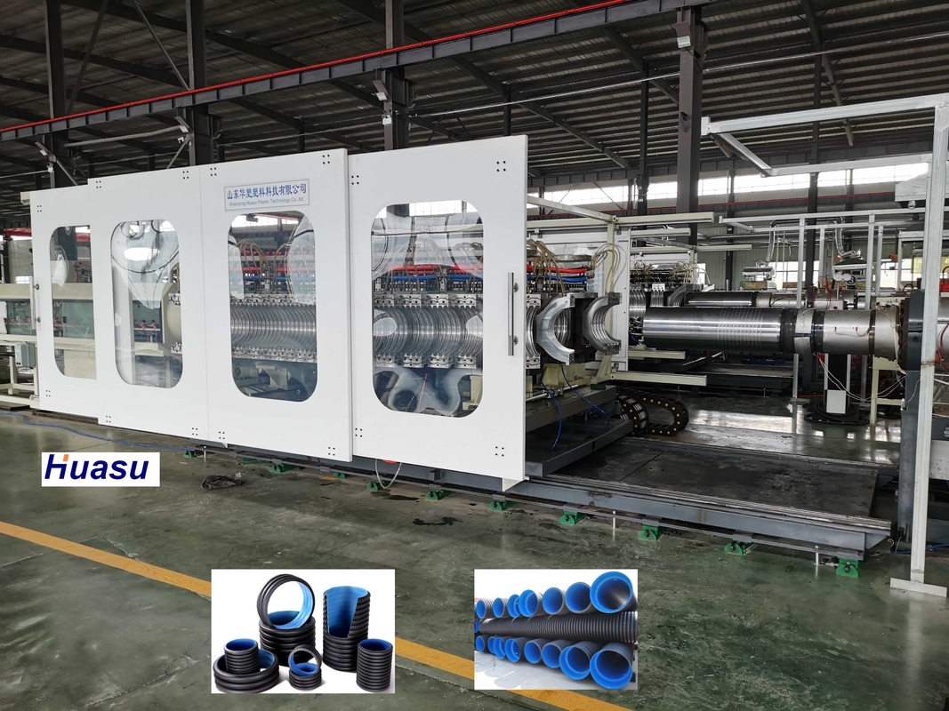 23 jaar productieervaring Double Wall Corrugated Pipe Extrusion Line met 33:1 schroefverhouding voor ID30-ID1500mm pijpen