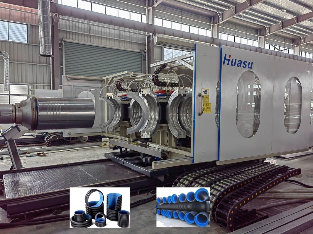 23 jaar productieervaring Double Wall Corrugated Pipe Extrusion Line met 33:1 schroefverhouding voor ID30-ID1500mm pijpen
