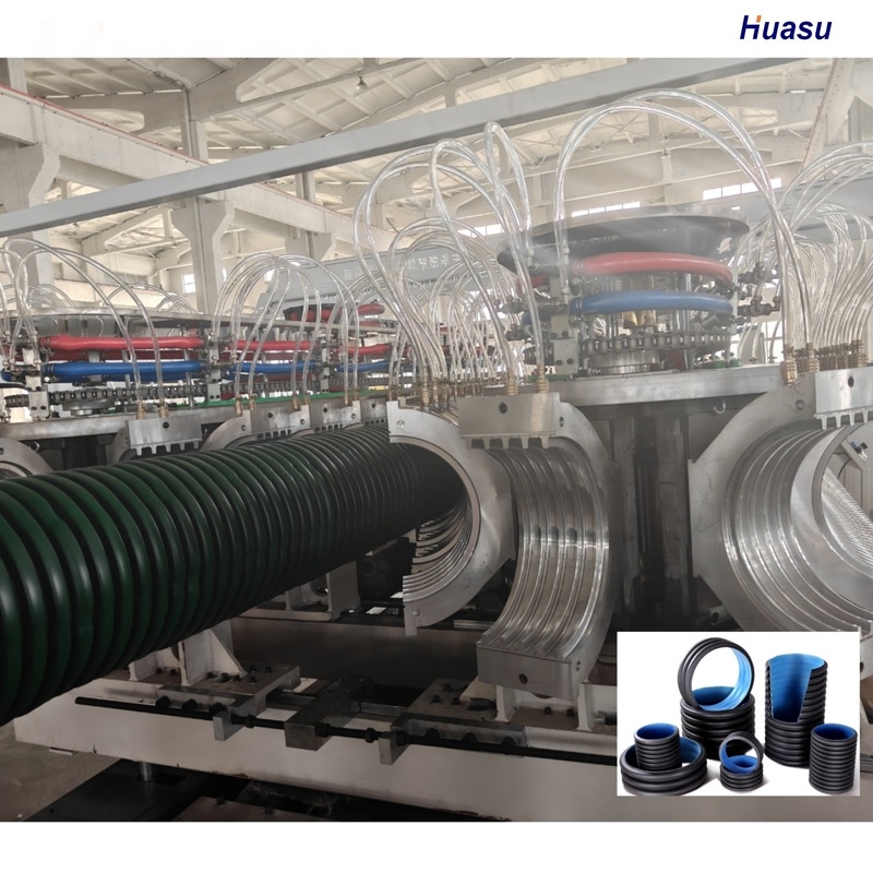 Hoog rendement Plast gegolfde pijpmachine extrusielijn met PLC-controlesysteem
