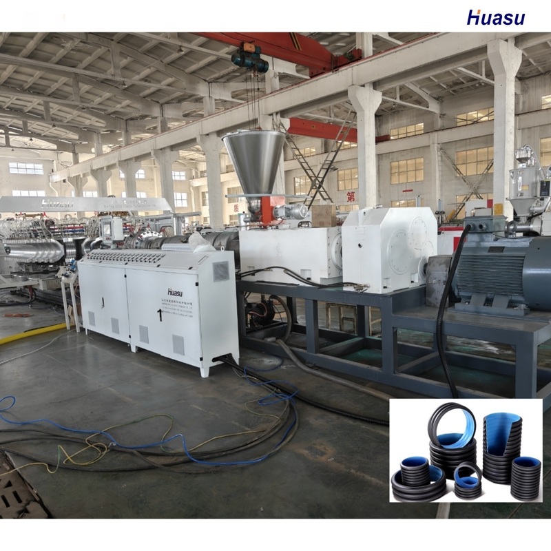 Hoog rendement Plast gegolfde pijpmachine extrusielijn met PLC-controlesysteem