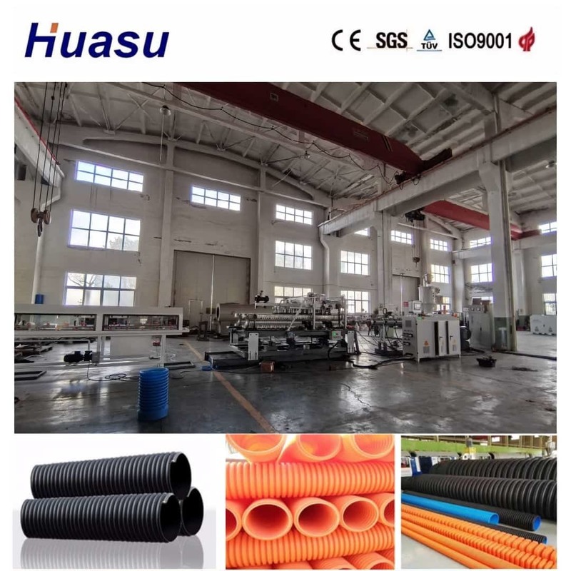 32 mm-1600 mm Diameter Single Wall Corrugated Pipe Extrusion Line met afstandsbediening Online Belling en aanpasbare golfvorm