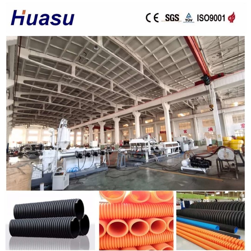 Eénwandsgolfbuis-extrusielijn met 60-2000 kg/uur capaciteit 32mm-1600mm Diameter en PLC-afstandsbediening