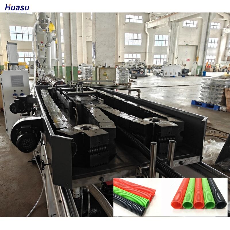 Eénwandige golfdraadbuis-extrusielijn met diepe schroefkanaalstructuur en Siemens-motor voor hoge nauwkeurigheid