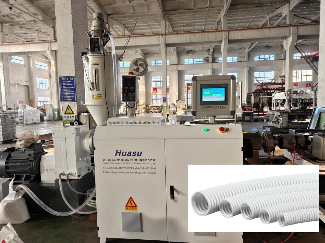 Computerized Single Wall Corrugated Pipe Extrusion Line met Siemens Inverter en Rotary Mold Type Corrugator voor de werking