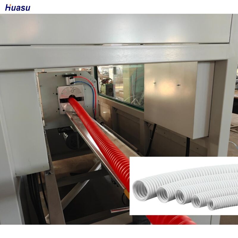 PVC PE PP enkellaagse gegolfde pijp extrusielijn met Schneider Siemens elektrische componententechnologie voor pijpfabricage