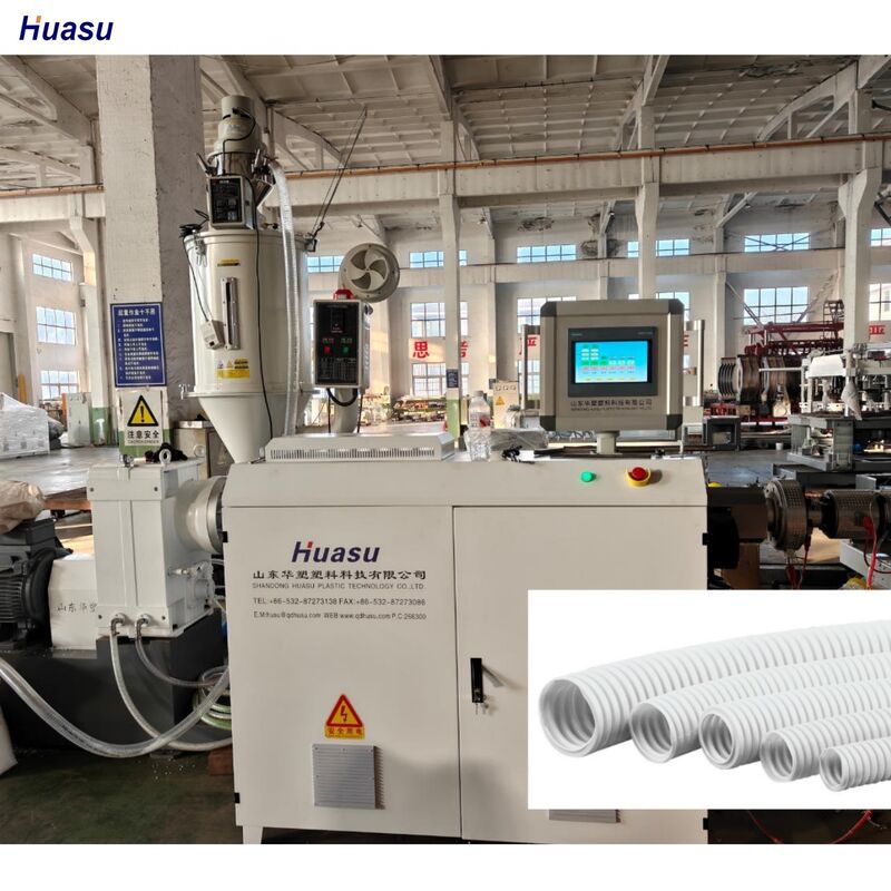 PVC PE PP enkellaagse gegolfde pijp extrusielijn met Schneider Siemens elektrische componententechnologie voor pijpfabricage