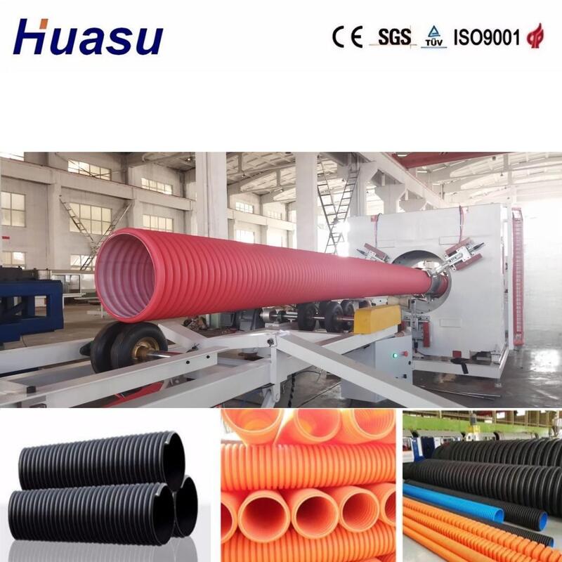 PLC-gecontroleerde dubbele wand gegolfde pijplextrusielijn voor 32 mm-1600 mm buisdiameter met hoge productiviteit