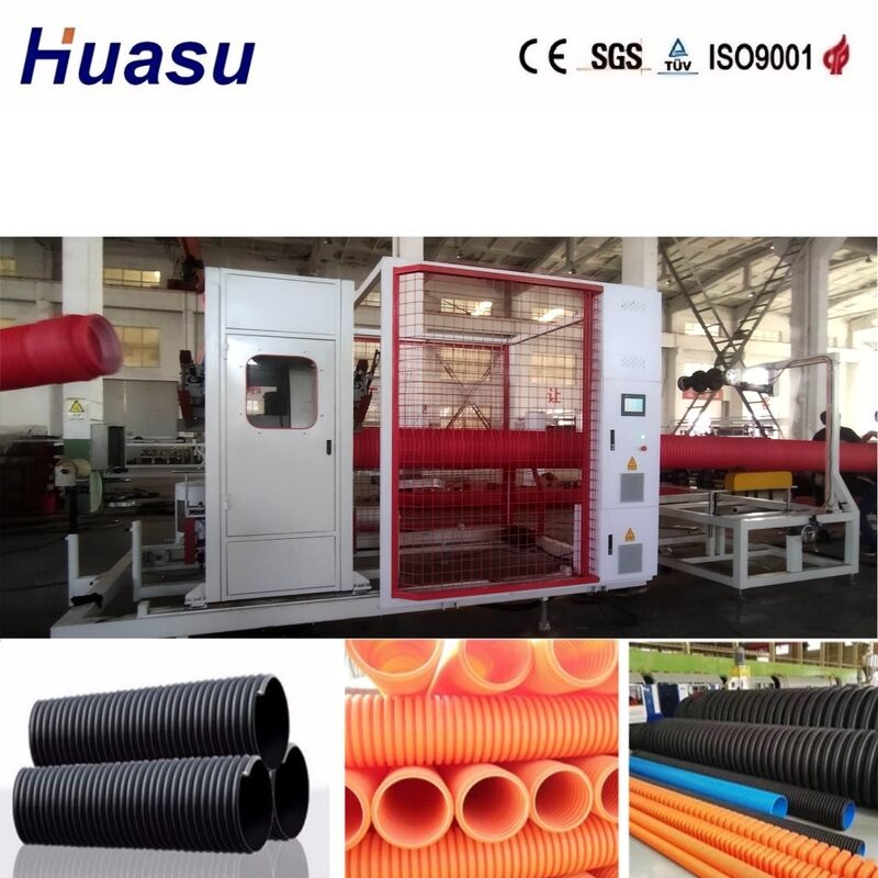 Aluminiumlegeringsvorm Dubbelwand golfdraadbuis extrusielijn met PLC-besturing voor 32mm-1600mm buisdiameter