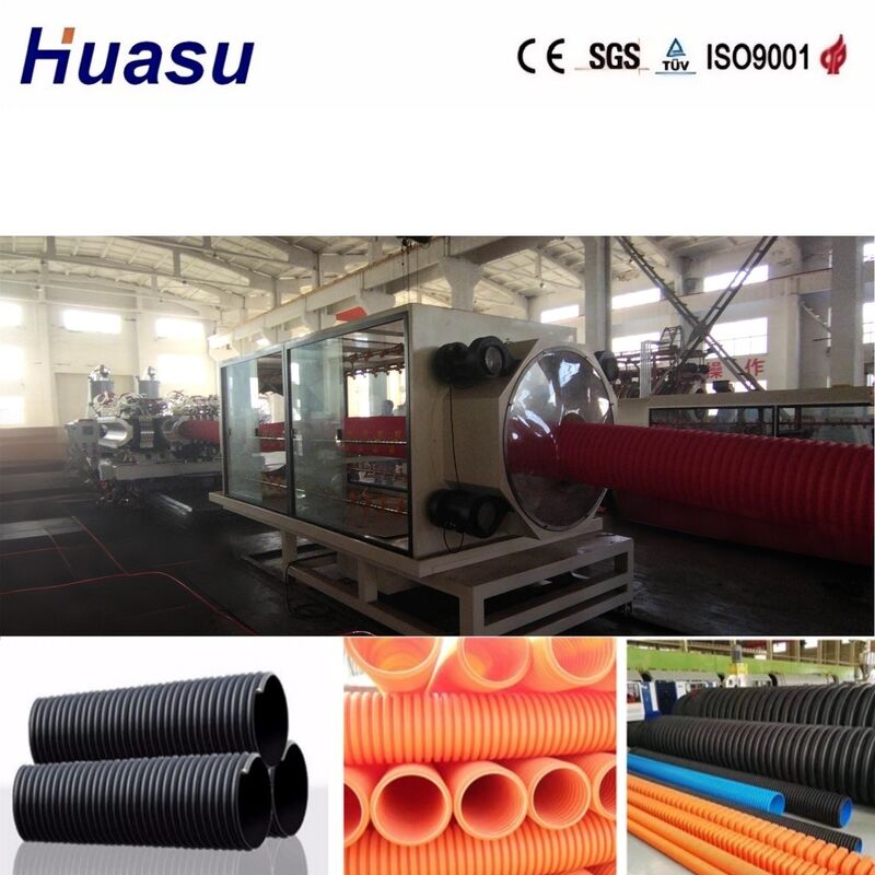 32-1600 mm buisdiameter Dubbelwand golfdraadbuis-extrusielijn met Siemens PLC-besturing en 100-3000 kg/h uitvoercapaciteit