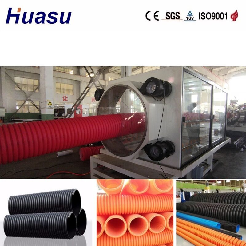 32-1600 mm buisdiameter Dubbelwand golfdraadbuis-extrusielijn met Siemens PLC-besturing en 100-3000 kg/h uitvoercapaciteit