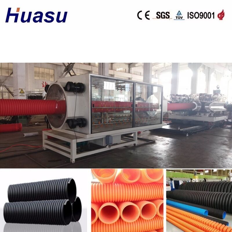 PLC-besturing Dubbelwand golfdraadbuis-extrusielijn voor 32 mm-1600 mm buisdiameter met hoge productiviteit