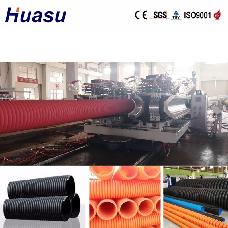 32-1600 mm buisdiameter Dubbelwand golfdraadbuis-extrusielijn met Siemens PLC-besturing en 100-3000 kg/h uitvoercapaciteit