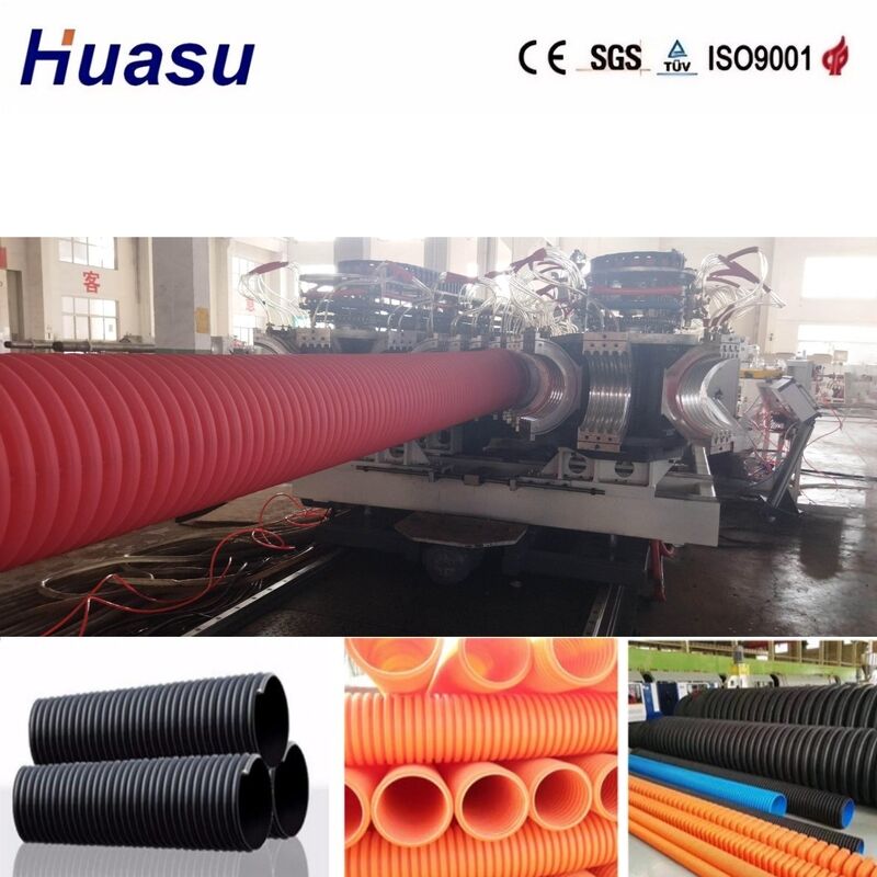 Hoogproductieve dubbele wand gegolfde pijplextrusielijn met PLC-besturing voor pijplijnen met een diameter van 32 mm tot 1600 mm