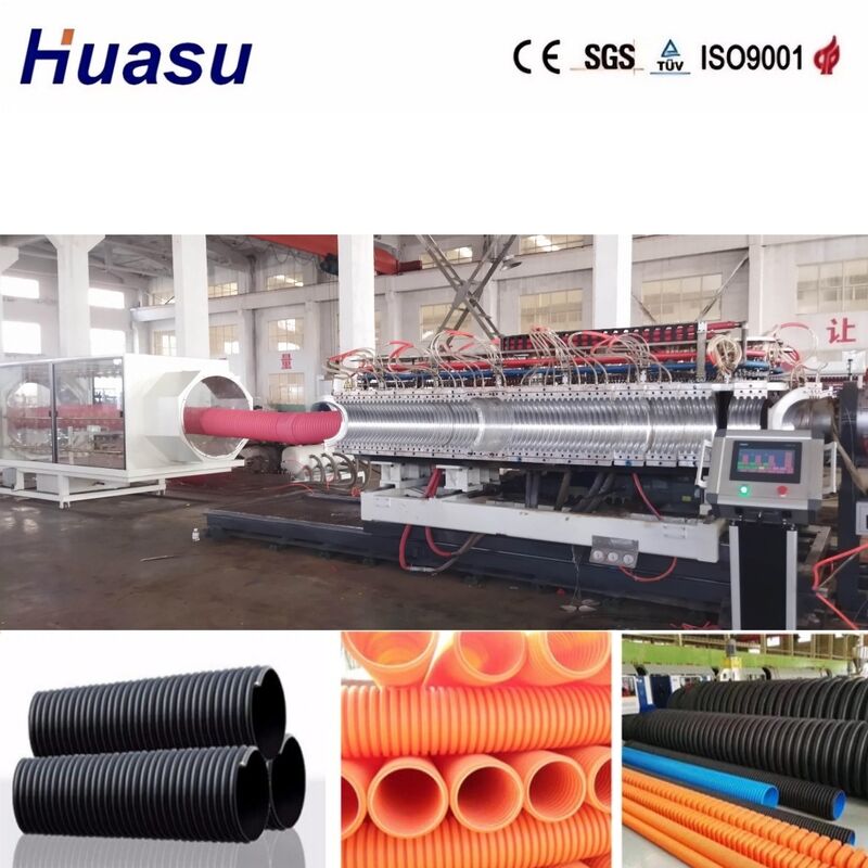 PLC-gecontroleerde dubbele wand gegolfde pijplextrusielijn voor 32 mm-1600 mm buisdiameter met hoge productiviteit