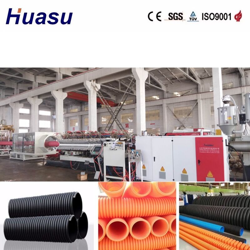 Hoogproductieve dubbele wand gegolfde pijplextrusielijn met PLC-besturing voor pijplijnen met een diameter van 32 mm tot 1600 mm