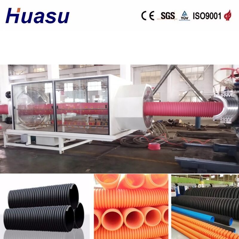 32-1600 mm buisdiameter Dubbelwand golfdraadbuis-extrusielijn met Siemens PLC-besturing en 100-3000 kg/h uitvoercapaciteit