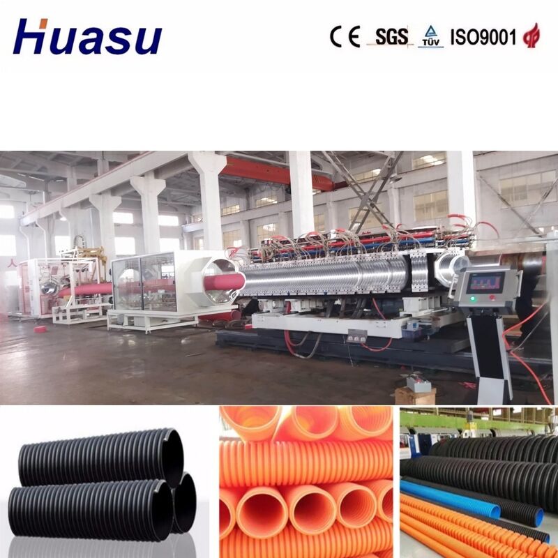 Hoogproductieve dubbele wand gegolfde pijplextrusielijn met PLC-besturing voor pijplijnen met een diameter van 32 mm tot 1600 mm