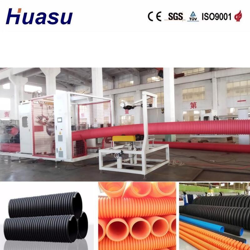 32-1600 mm buisdiameter Dubbelwand golfdraadbuis-extrusielijn met Siemens PLC-besturing en 100-3000 kg/h uitvoercapaciteit