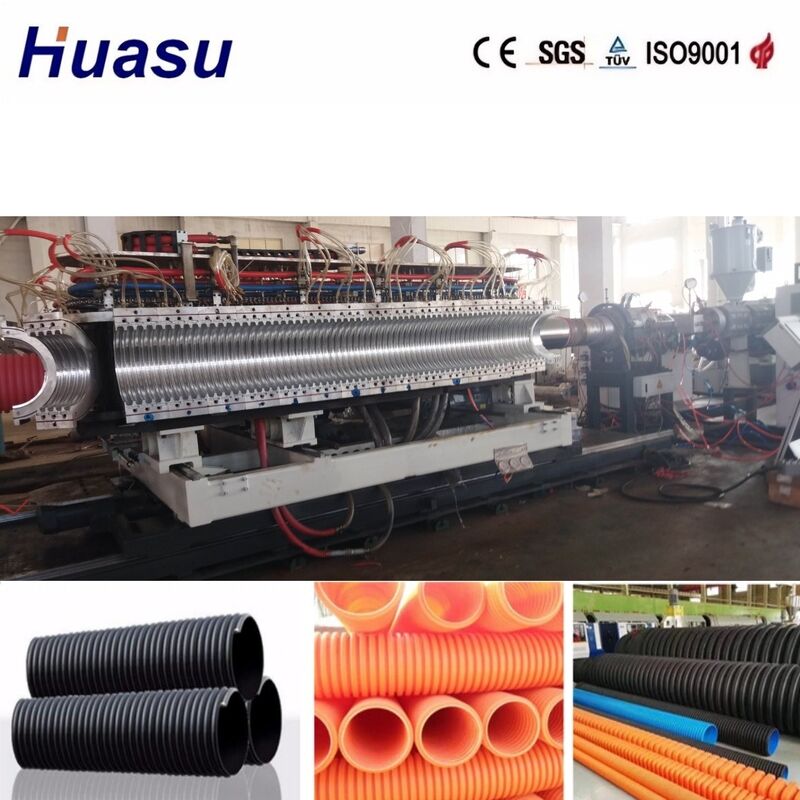 Dubbele wand gegolfde buis extruderingsmachine met 32 mm-1600 mm buisdiameter, PLC-besturing en hoge productiviteit