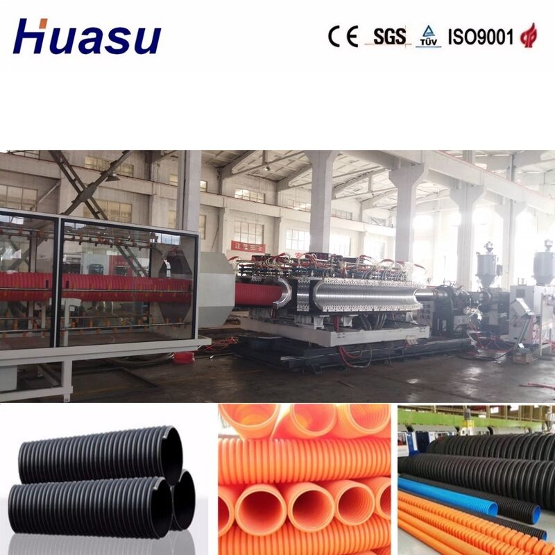 Dubbele wand gegolfde pijplextrusielijn met 32 mm-1600 mm buisdiameter, Siemens PLC-besturing en hoge productiviteit 100-3000 kg/uur voor gemeentelijke techniek