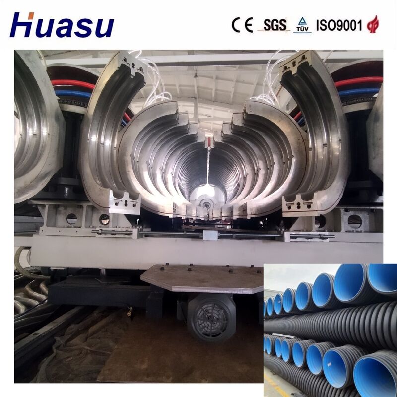 32-1600 mm Pipe Diameter Range 60-2000kg/h Capaciteit Dubbelwand Gegooid Pipe Extrusie Lijn met SIEMENS merk motor