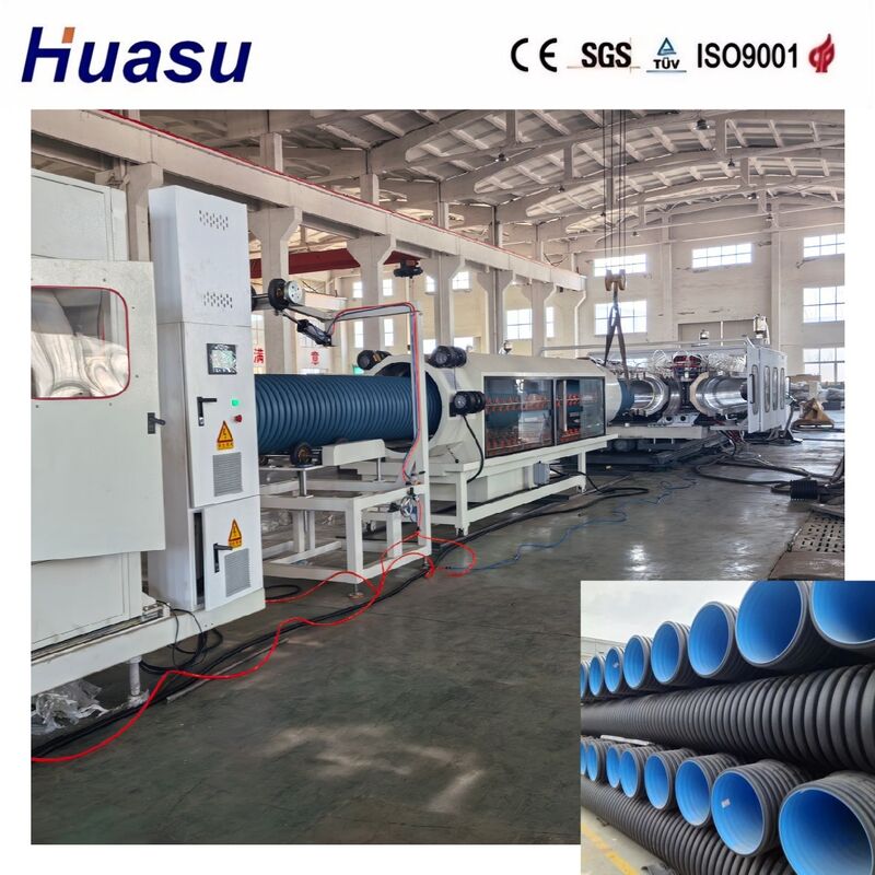Hoge productiviteit dubbelwandige gegolfde buis extrusielijn voor HDPE/PE/PP/PVC/MPP met 32-1600 mm buisdiameter