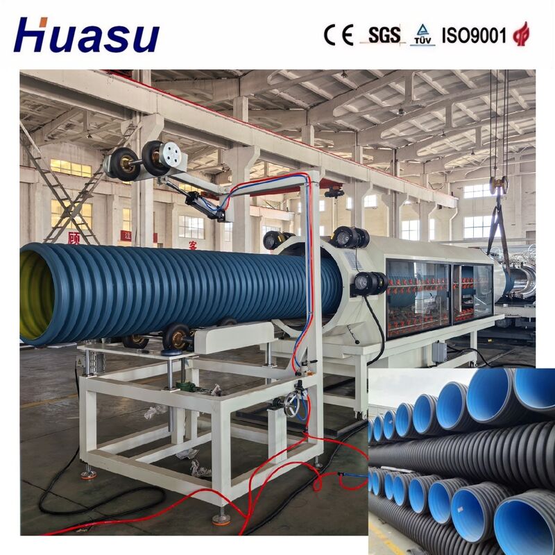 Hoge productiviteit dubbelwandige gegolfde buis extrusielijn voor HDPE/PE/PP/PVC/MPP met 32-1600 mm buisdiameter