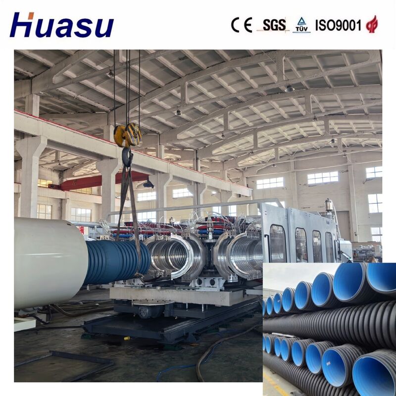 Hoge productiviteit dubbelwandige gegolfde buis extrusielijn voor HDPE/PE/PP/PVC/MPP met 32-1600 mm buisdiameter