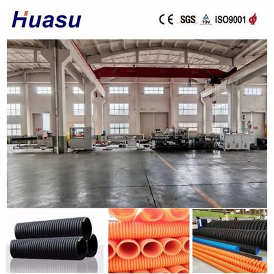 32 mm-1600 mm Diameter Single Wall Corrugated Pipe Extrusion Line met afstandsbediening Online Belling en aanpasbare golfvorm